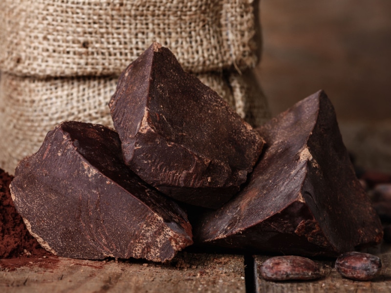 Cocoa mass (Unsweetened chocolate) also called cocoa liquor, in its pure form Natural Radad International
